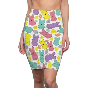 Easter Peeps Pastel Bunny Womens Pencil Skirt - Saiko Studio