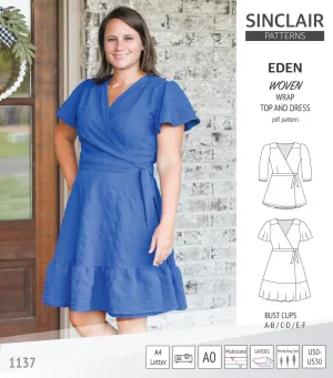 Eden true wrap dress and top for woven fabrics (PDF)