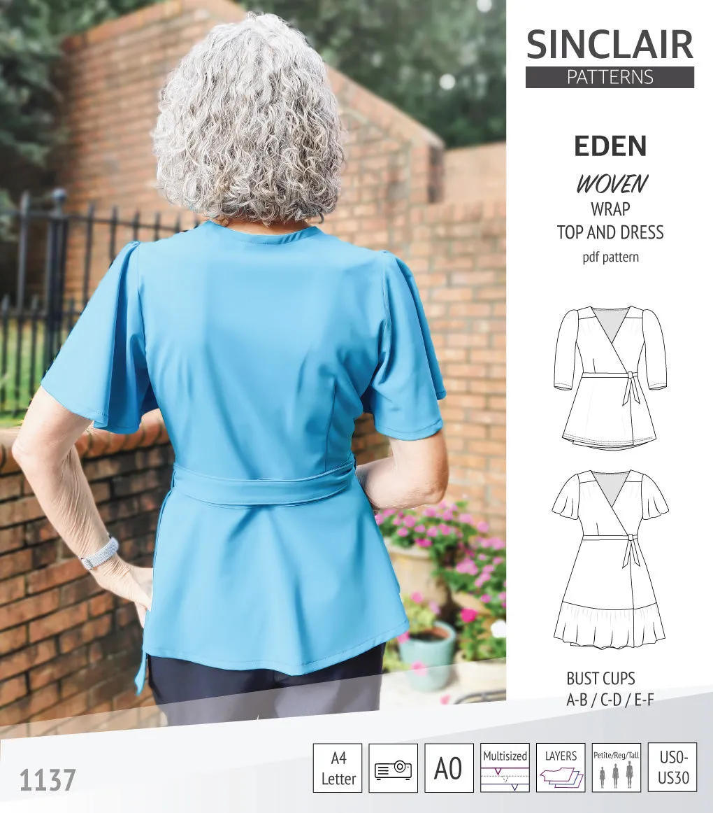 Eden true wrap dress and top for woven fabrics (PDF)