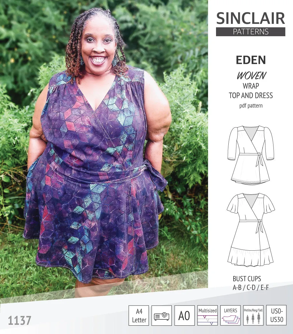 Eden true wrap dress and top for woven fabrics (PDF)