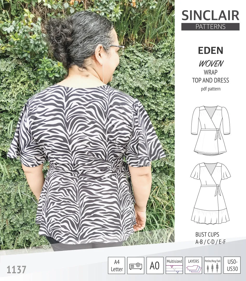 Eden true wrap dress and top for woven fabrics (PDF)