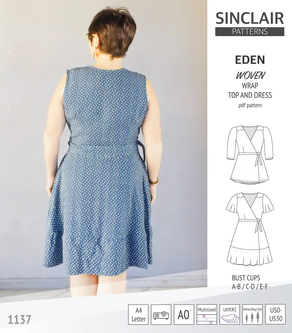 Eden true wrap dress and top for woven fabrics (PDF)