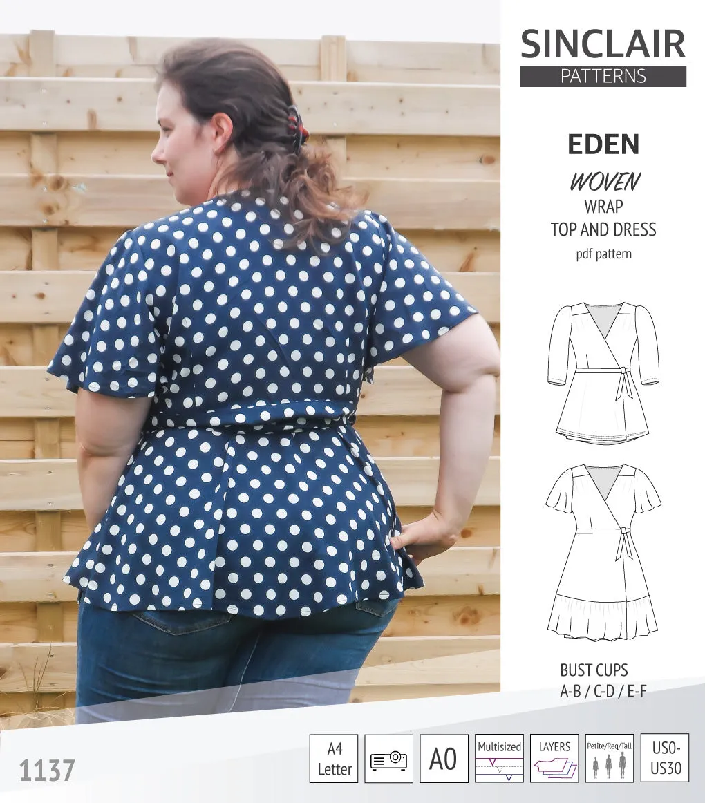 Eden true wrap dress and top for woven fabrics (PDF)