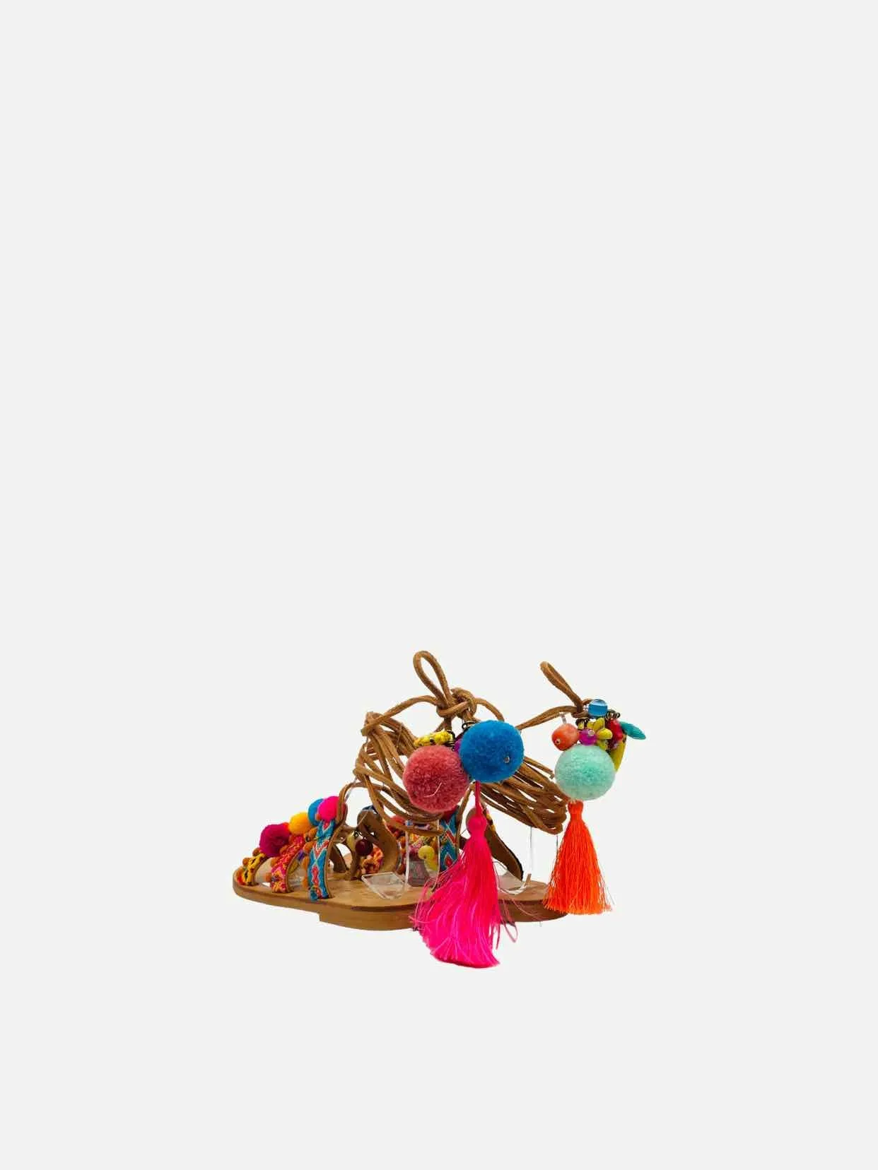 ELINA LINARDAKI Gladiator Beige Multicolor Sandals 37