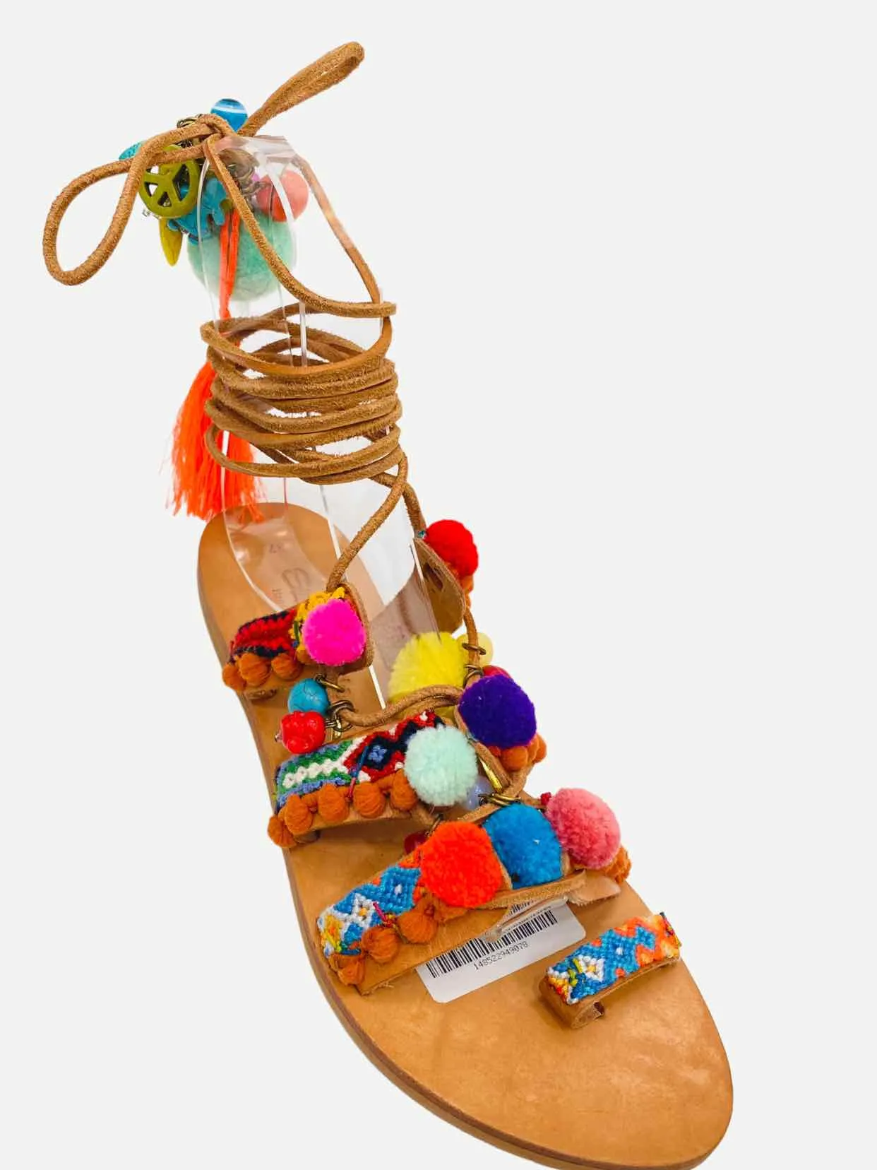 ELINA LINARDAKI Gladiator Beige Multicolor Sandals 37