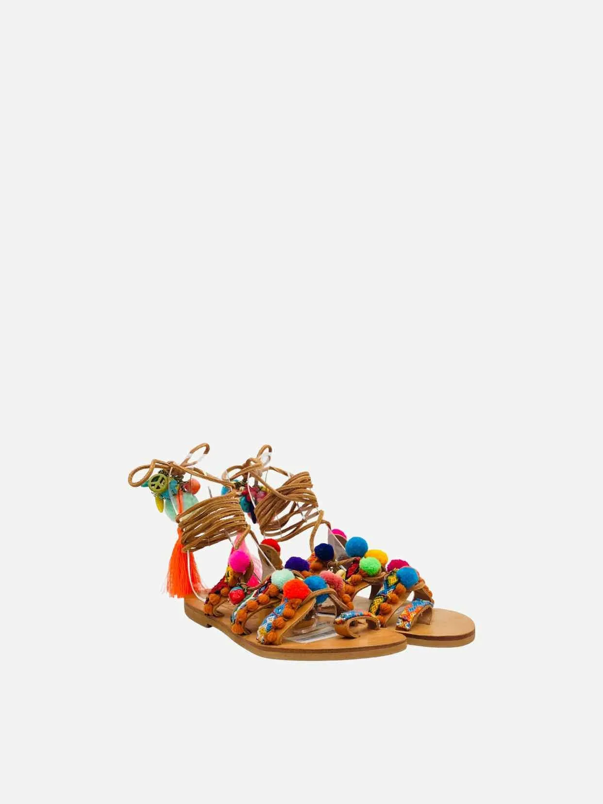 ELINA LINARDAKI Gladiator Beige Multicolor Sandals 37