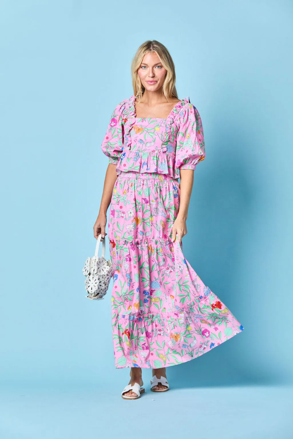 Emma Skirt in Pink Wildflower by Sheridan French