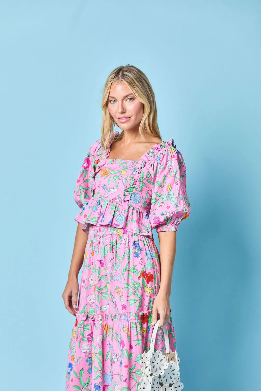 Emma Skirt in Pink Wildflower by Sheridan French