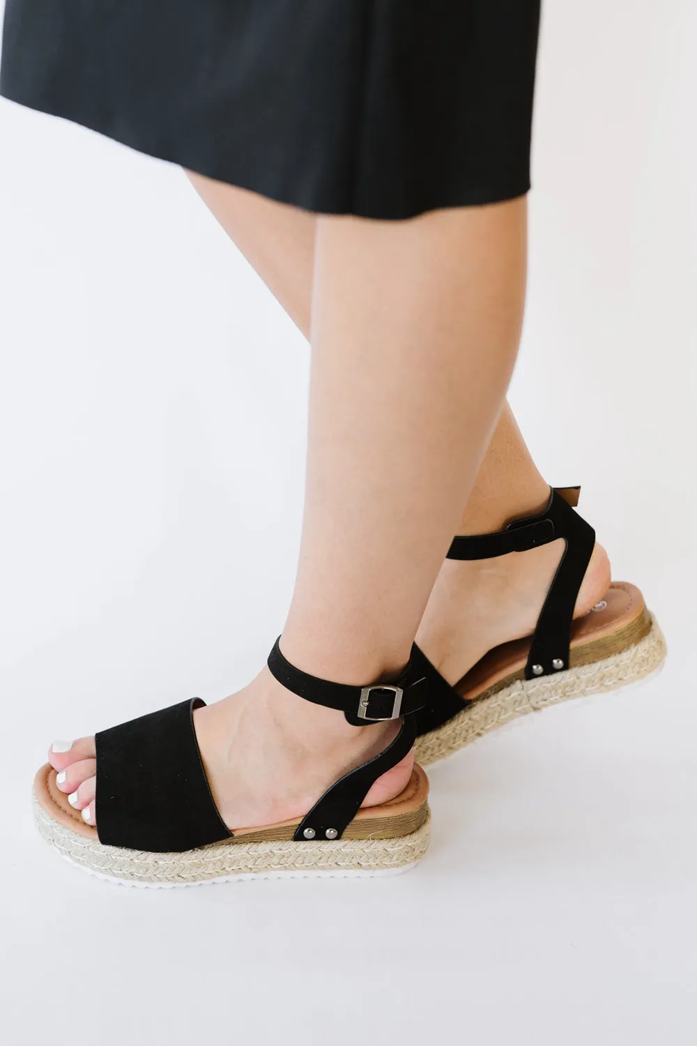 Every Step Espadrille Platform Sandal in Black
