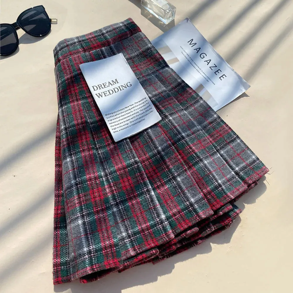 Fall Winter High Waist A-line Skirt
