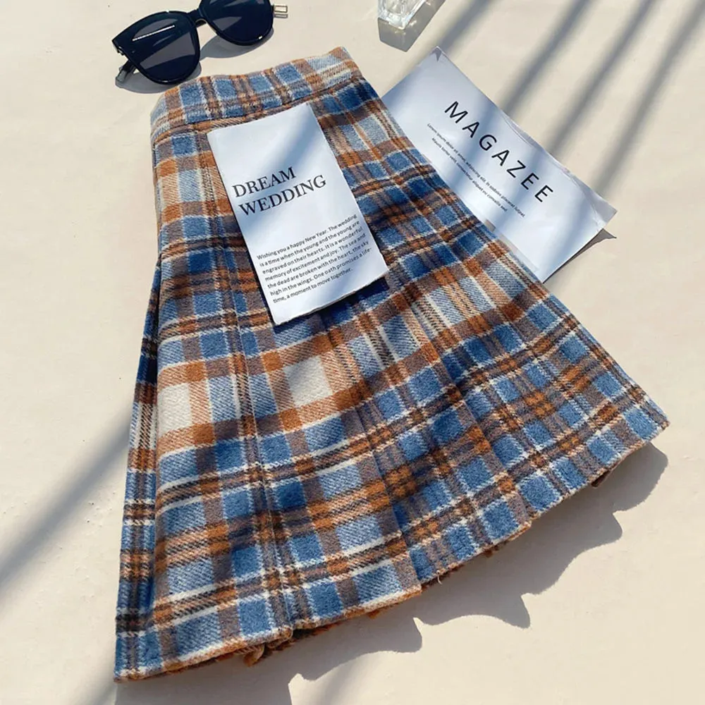 Fall Winter High Waist A-line Skirt
