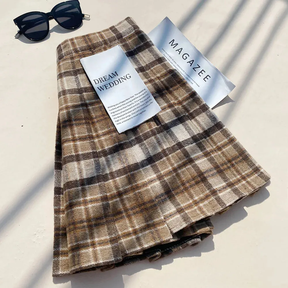 Fall Winter High Waist A-line Skirt