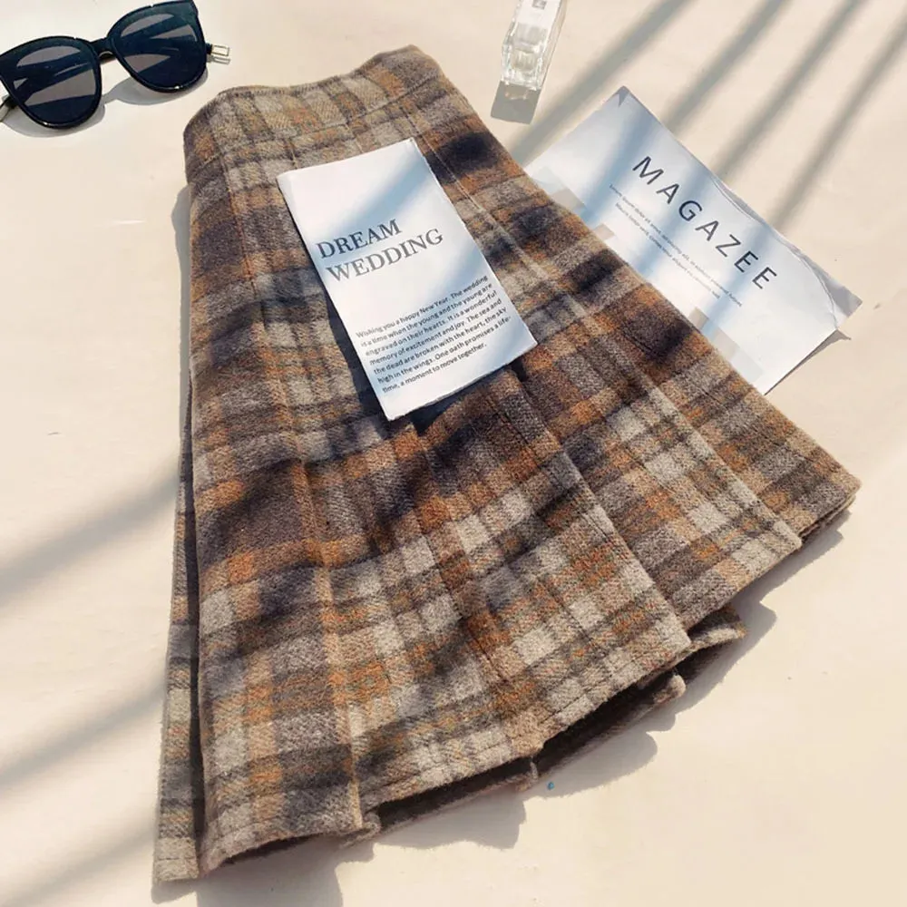 Fall Winter High Waist A-line Skirt