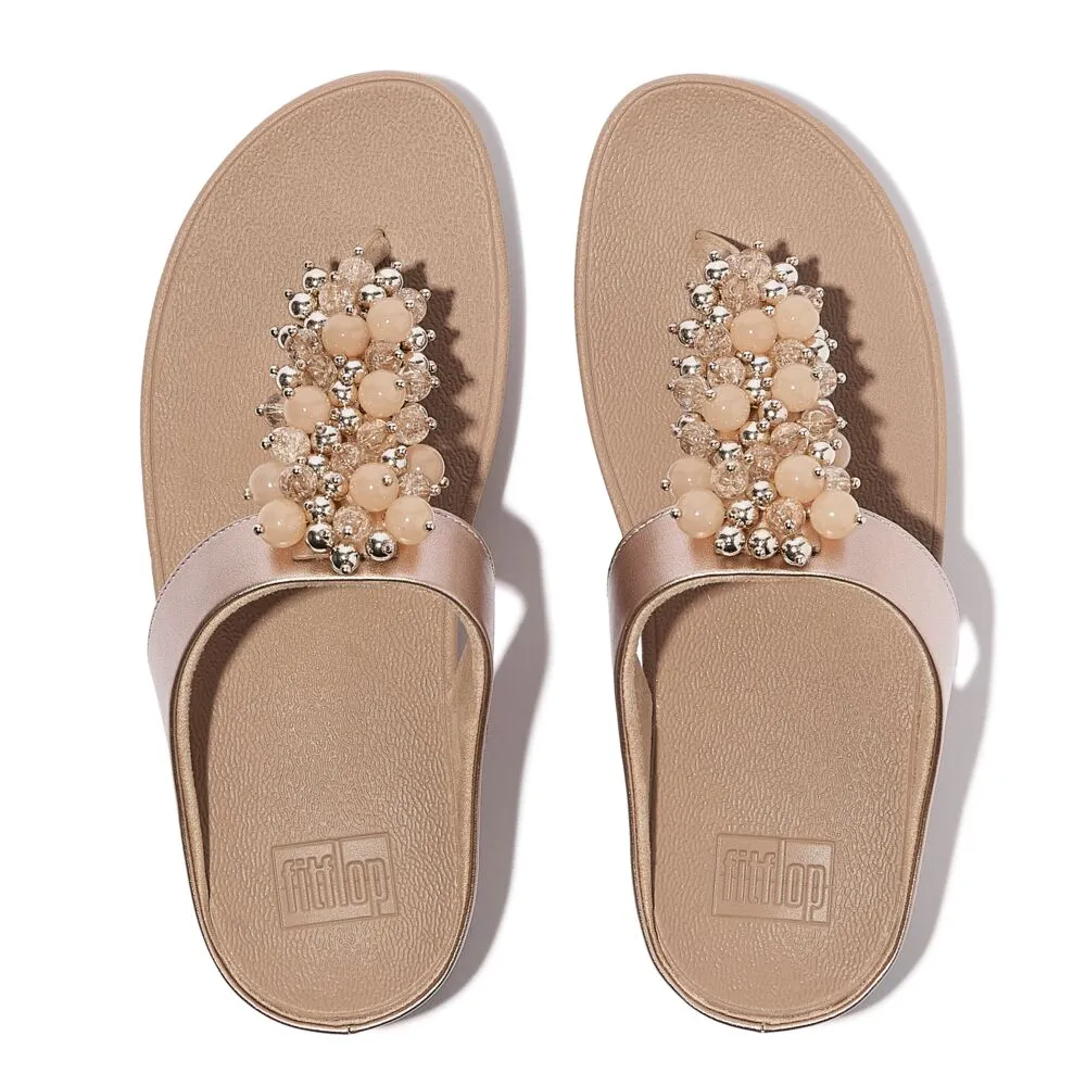 FitFlop Fino Bauble Bead Leather Sandals - Metallic Classic Beige