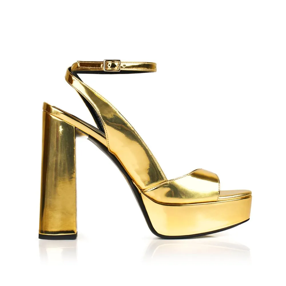 Flavien Platform 115/50 Mm Gold Mirror Leather