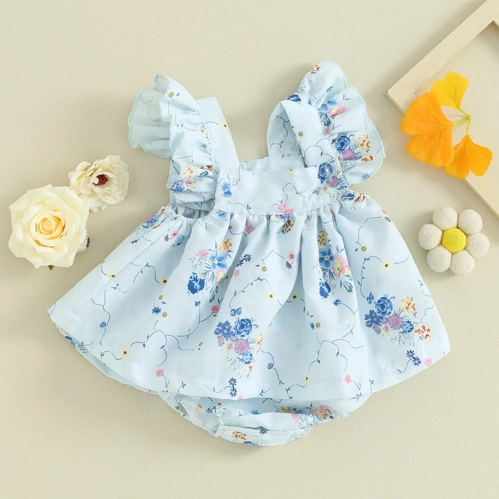Floral Fly Sleeve Dress