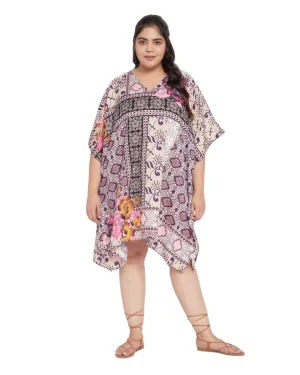 Floral Printed Multicolor Polyester Tunic Top For Plus Size Women