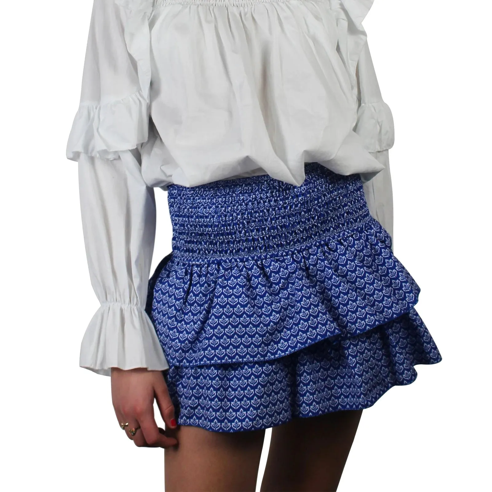 Floral Ruffle Pleated A-line Mini Skirt