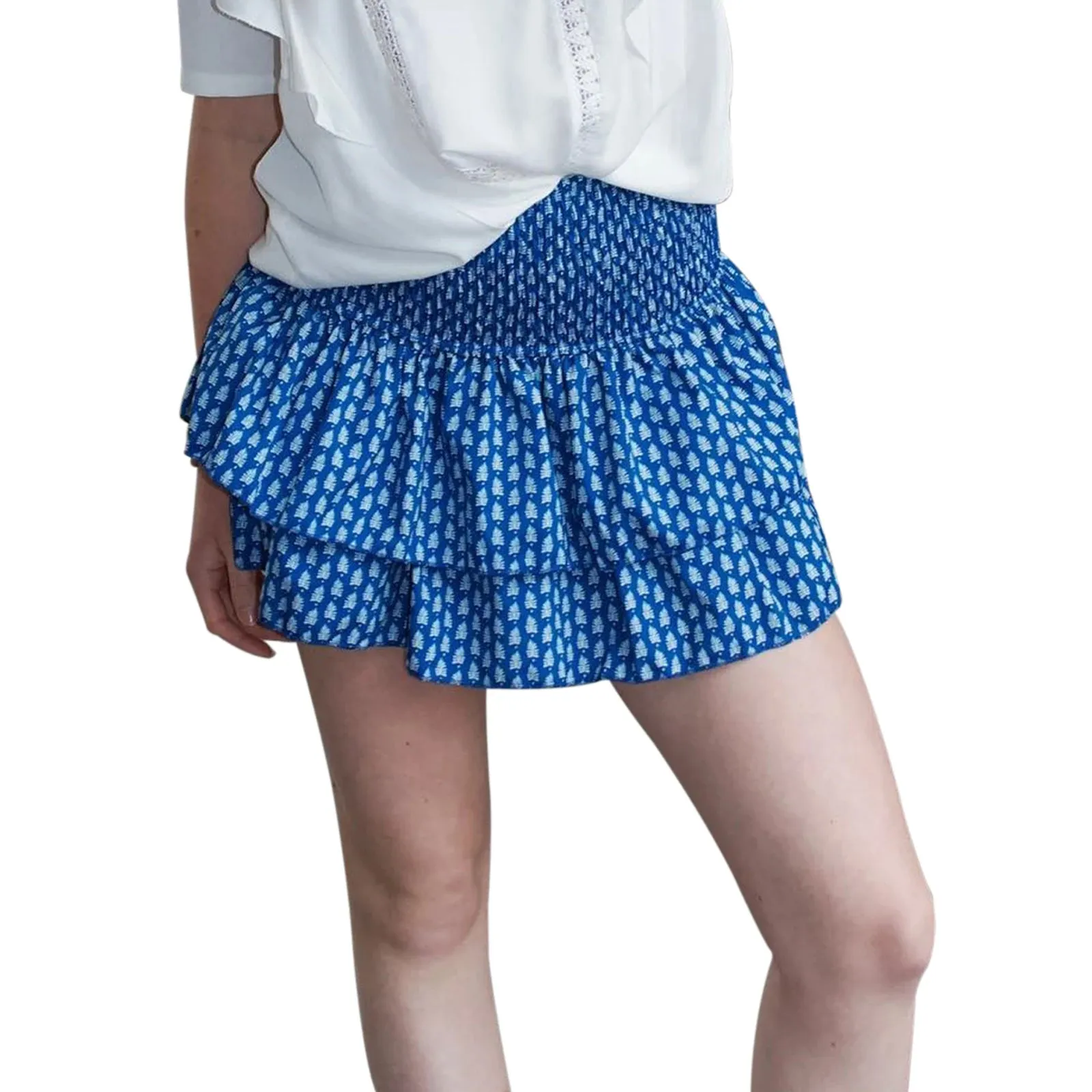 Floral Ruffle Pleated A-line Mini Skirt