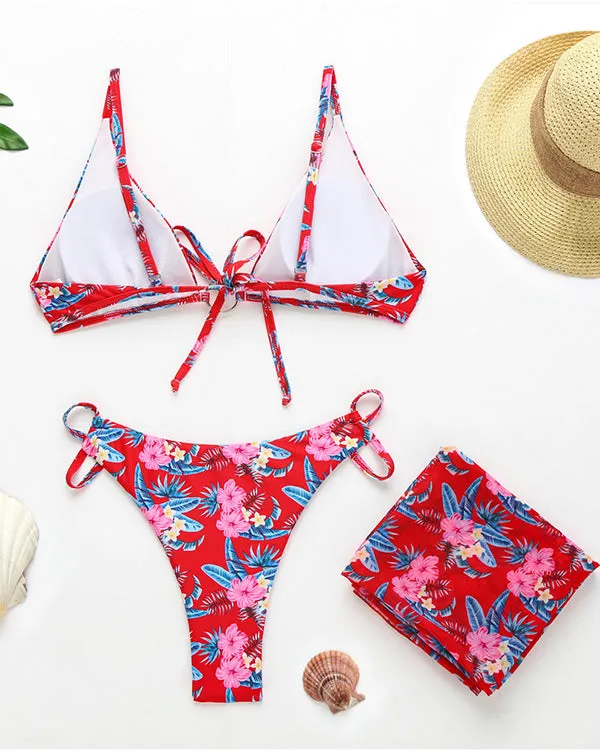 Floral Three Pieces Bikini Sets