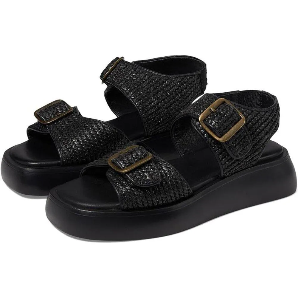Free People Sandals Mandi Black Woven Platform Shoes