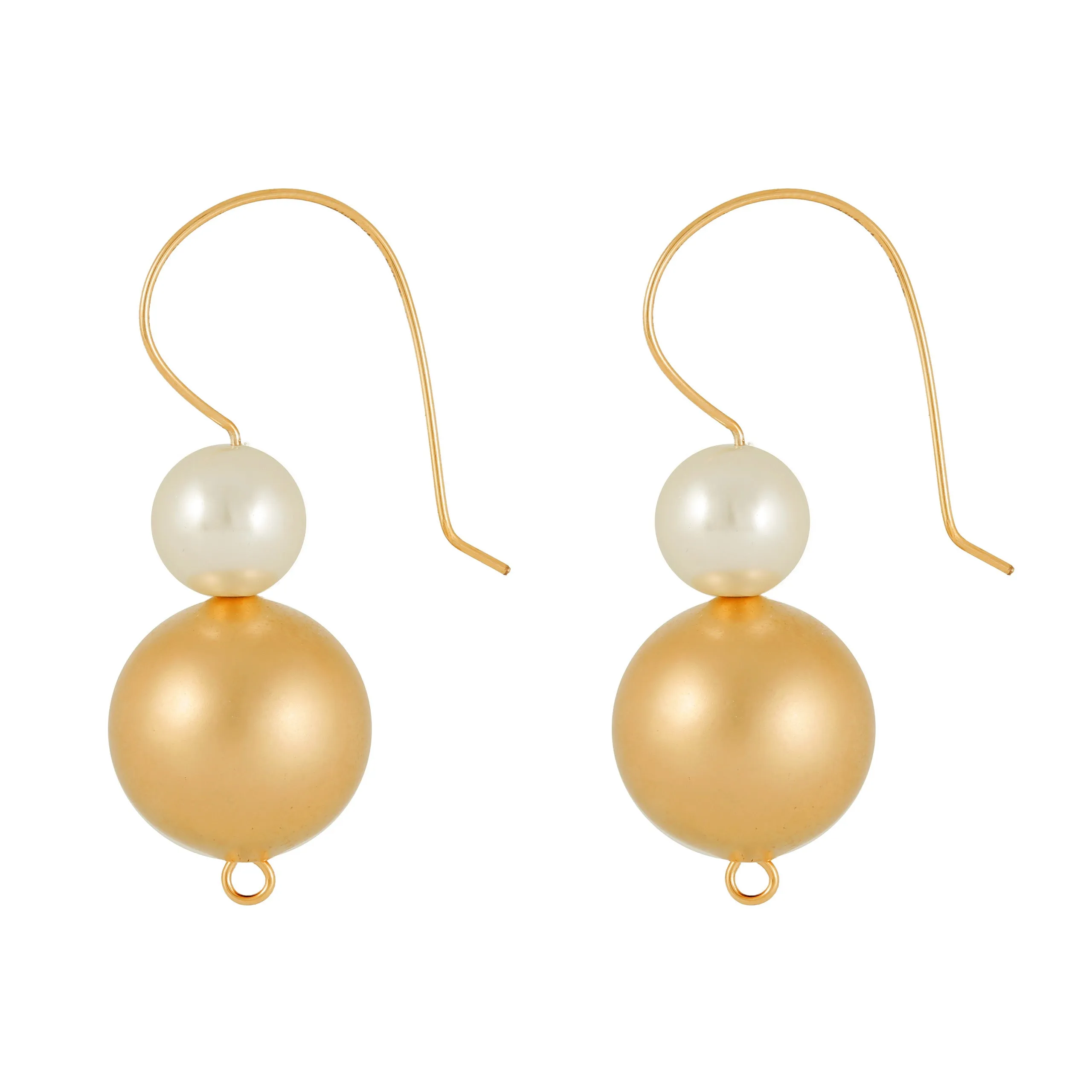 Gabriella Classic white & gold ball earrings