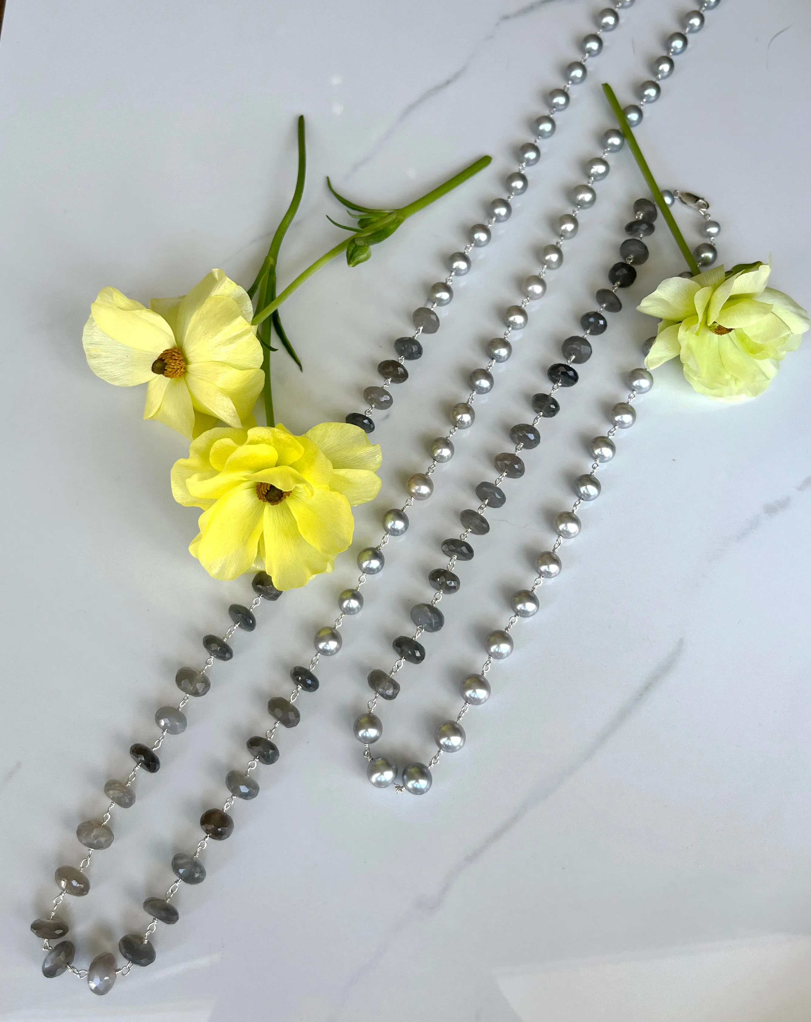 Gem necklaces - silver