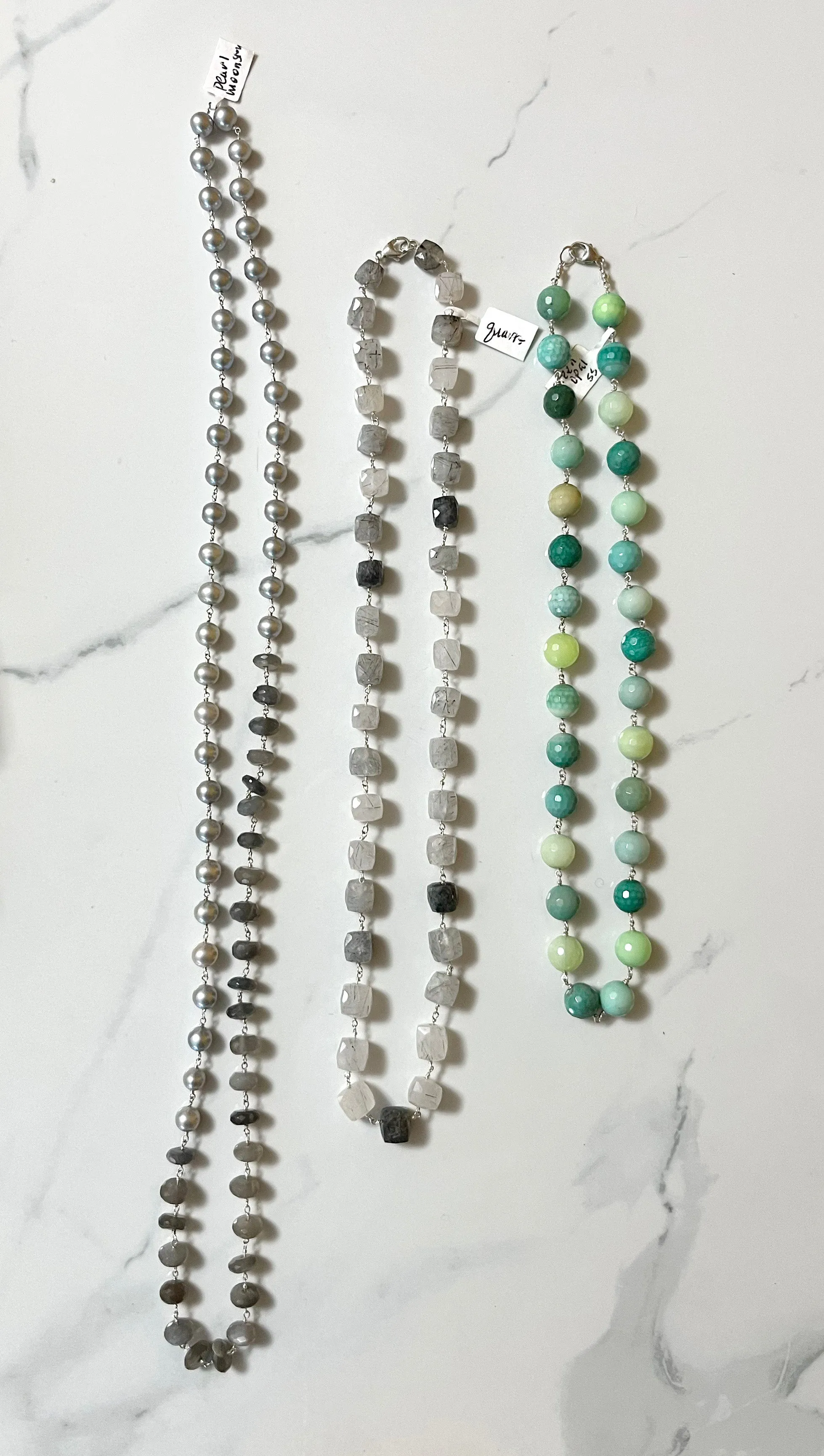 Gem necklaces - silver