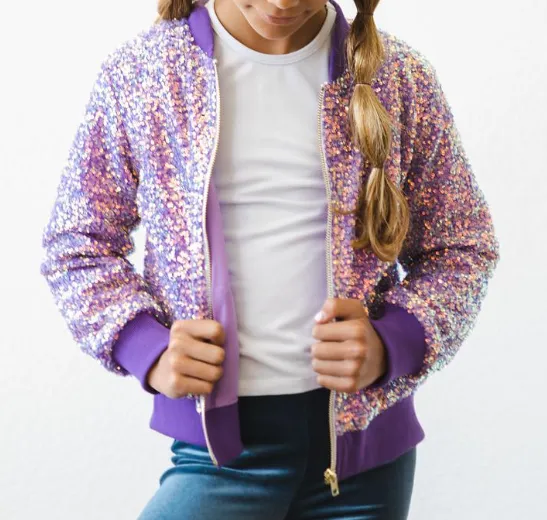 Girls Purple Sequin Jacket