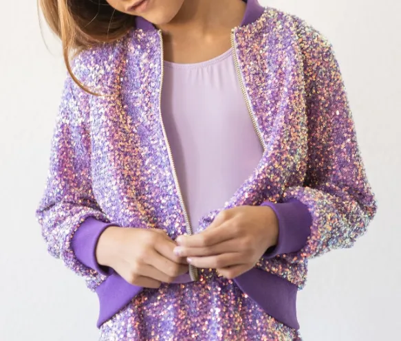 Girls Purple Sequin Jacket