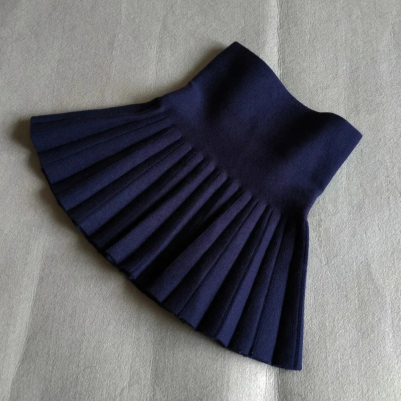 Girls Winter Knitted High-Waist Pleated Tutu Skirt