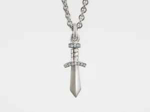 Gladiator Sword Pendant in Sterling Silver with Diamonds