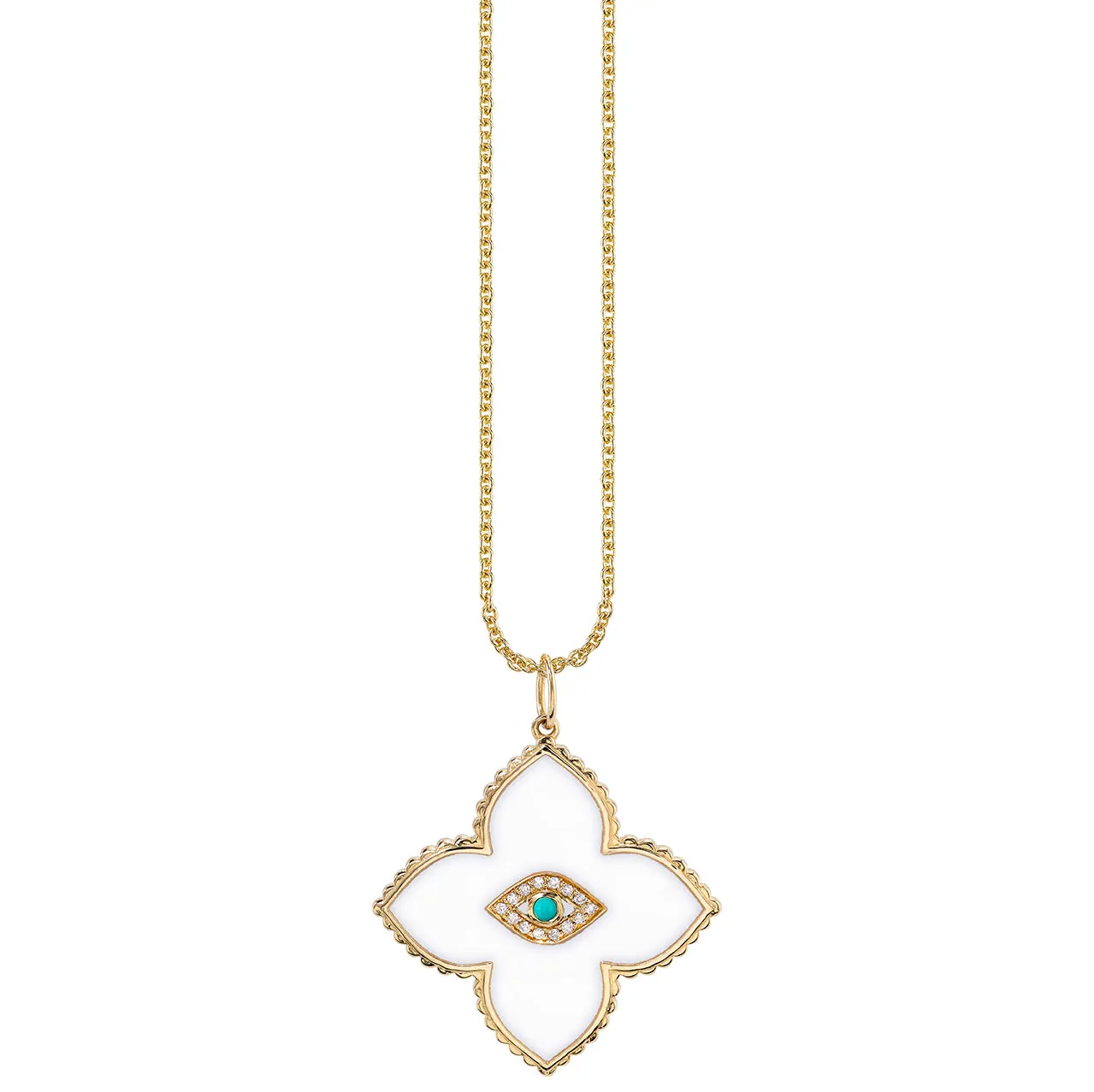 Gold & Bezel Diamond Eye Moroccan Flower Charm