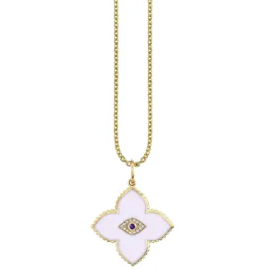 Gold & Bezel Diamond Eye Moroccan Flower Charm