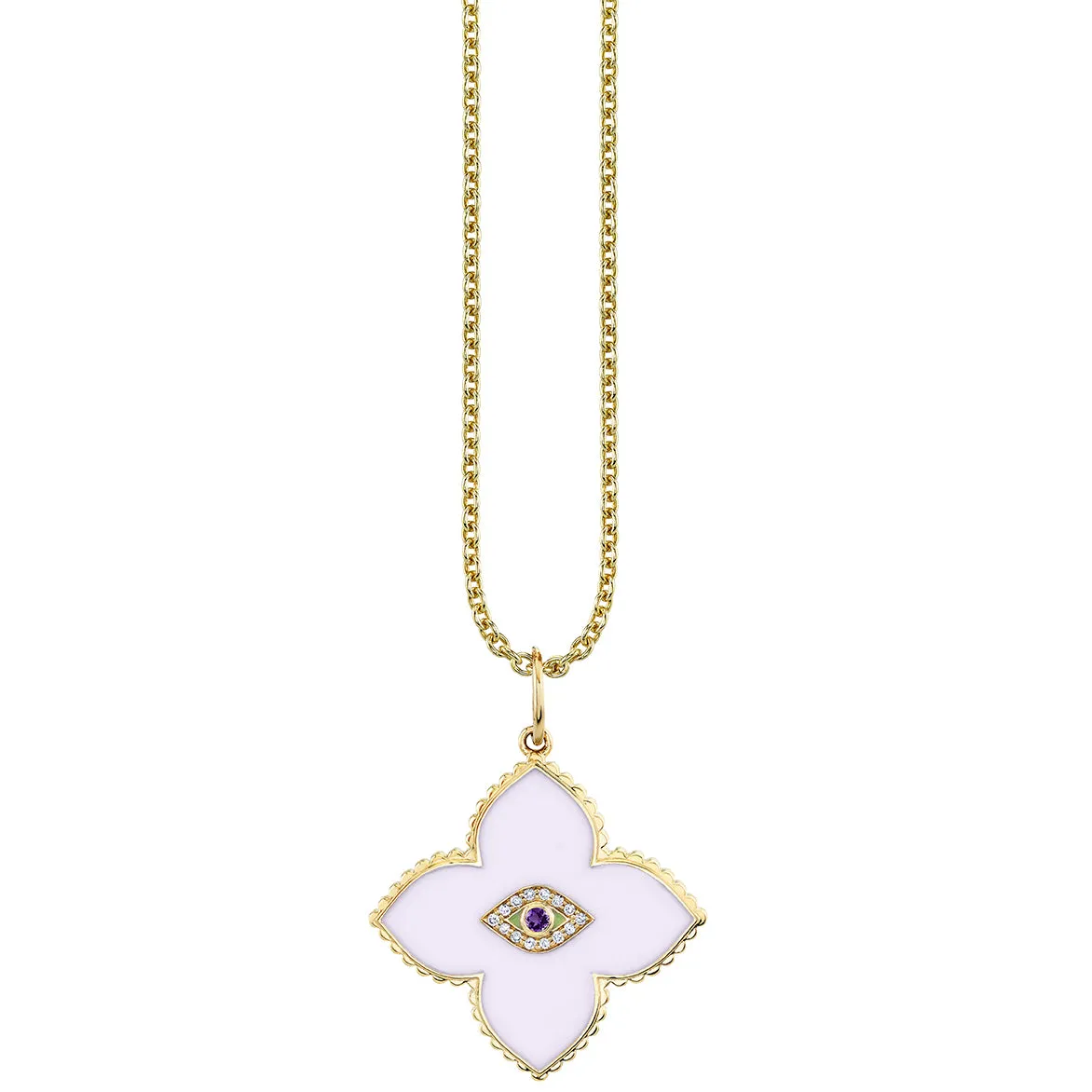 Gold & Bezel Diamond Eye Moroccan Flower Charm