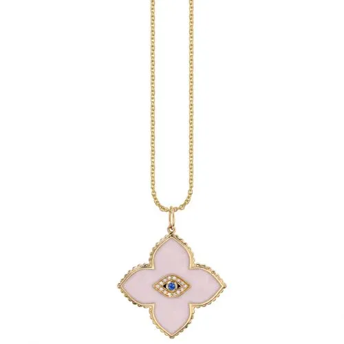 Gold & Bezel Diamond Eye Moroccan Flower Charm