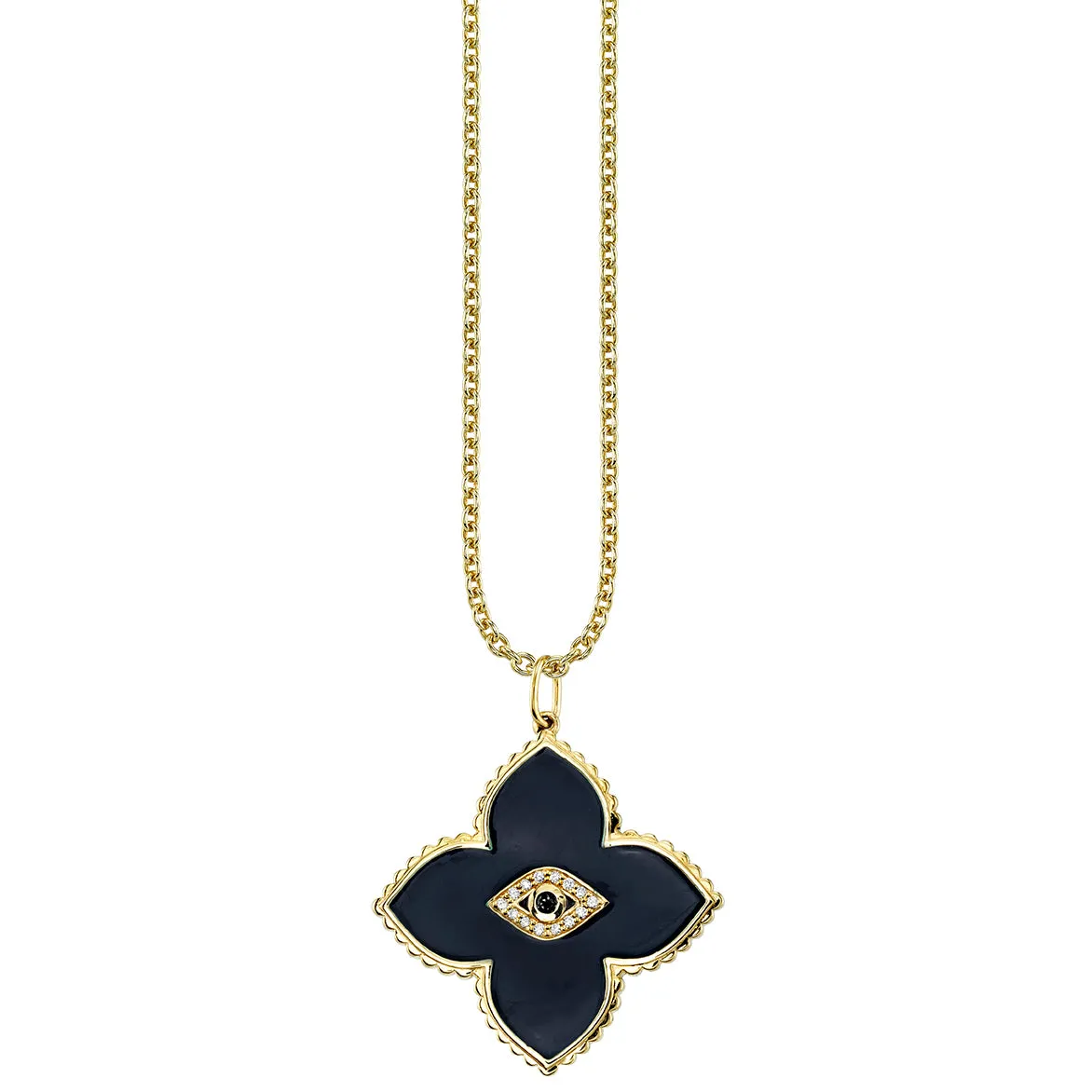 Gold & Bezel Diamond Eye Moroccan Flower Charm