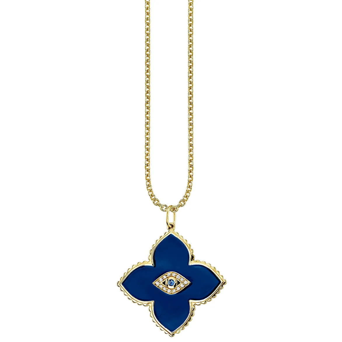 Gold & Bezel Diamond Eye Moroccan Flower Charm