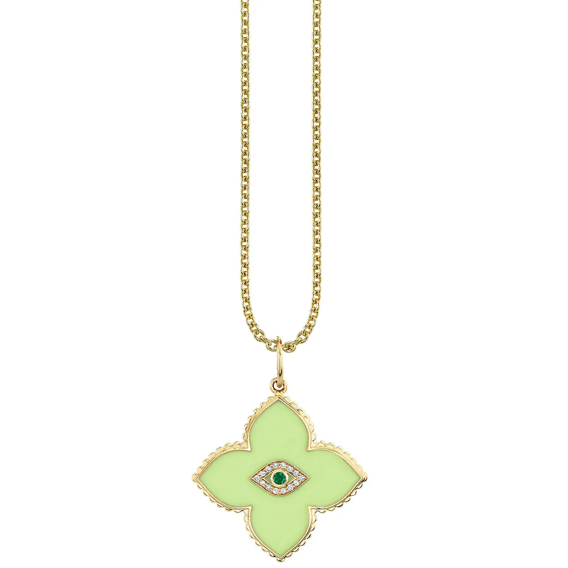 Gold & Bezel Diamond Eye Moroccan Flower Charm