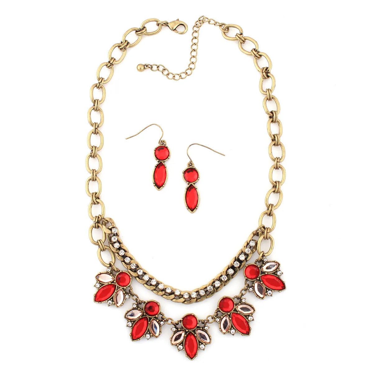 GOLD CORAL CRYSTAL NECKLACES #HNN 34829-1GLD/CORAL (FF21)