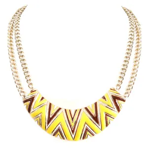 GOLD YELLOW MIXED MULTI TRIANGLE PATTERN GOLD NECKLACE  #SC31461_G-YELLO (EB9)