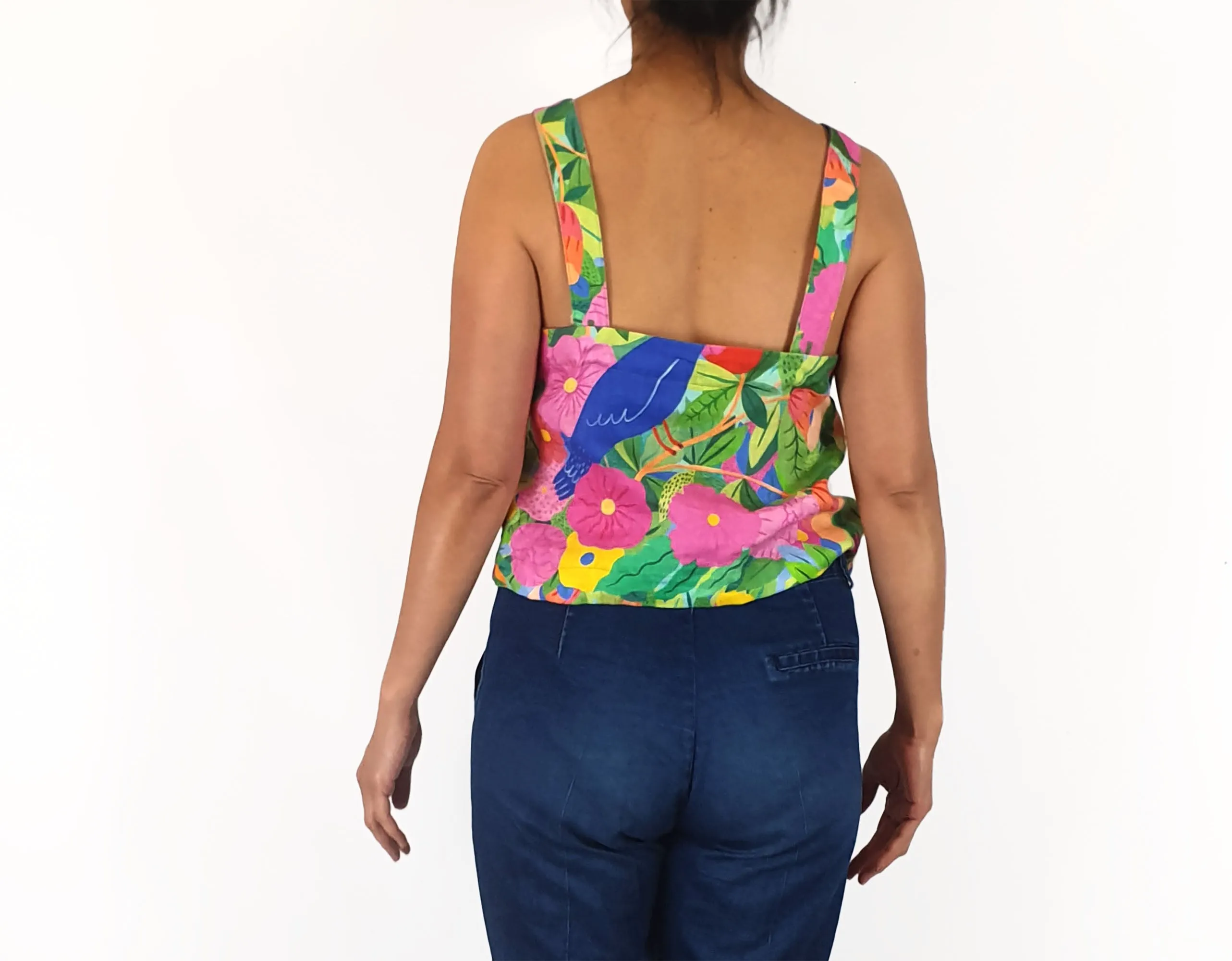 Gorman cropped linen floral top size 10