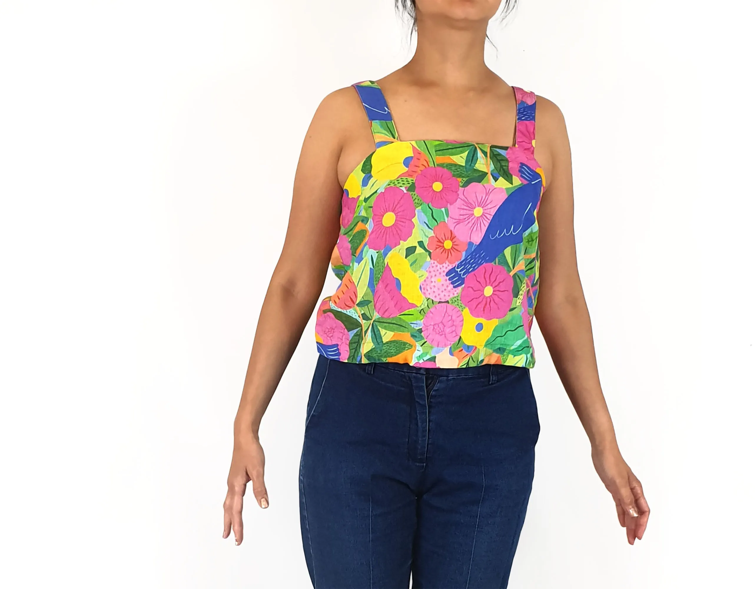 Gorman cropped linen floral top size 10
