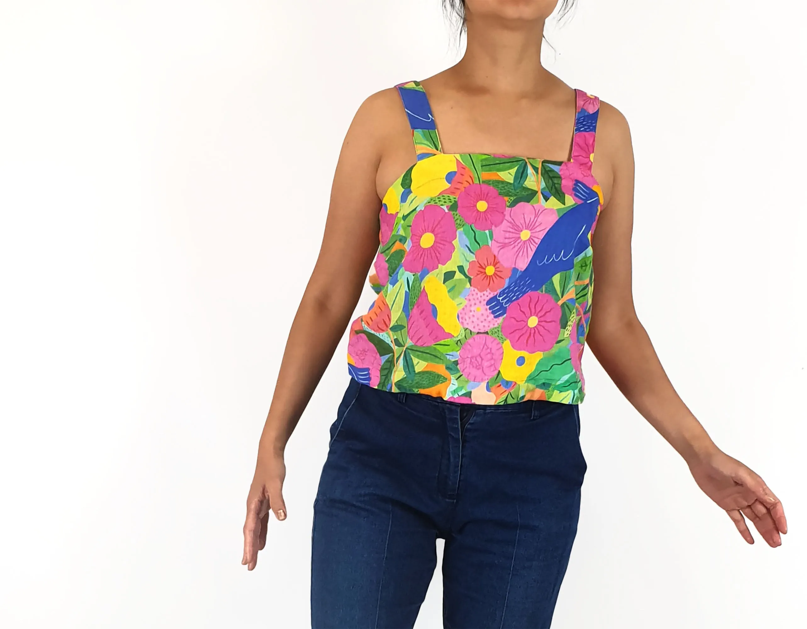 Gorman cropped linen floral top size 10
