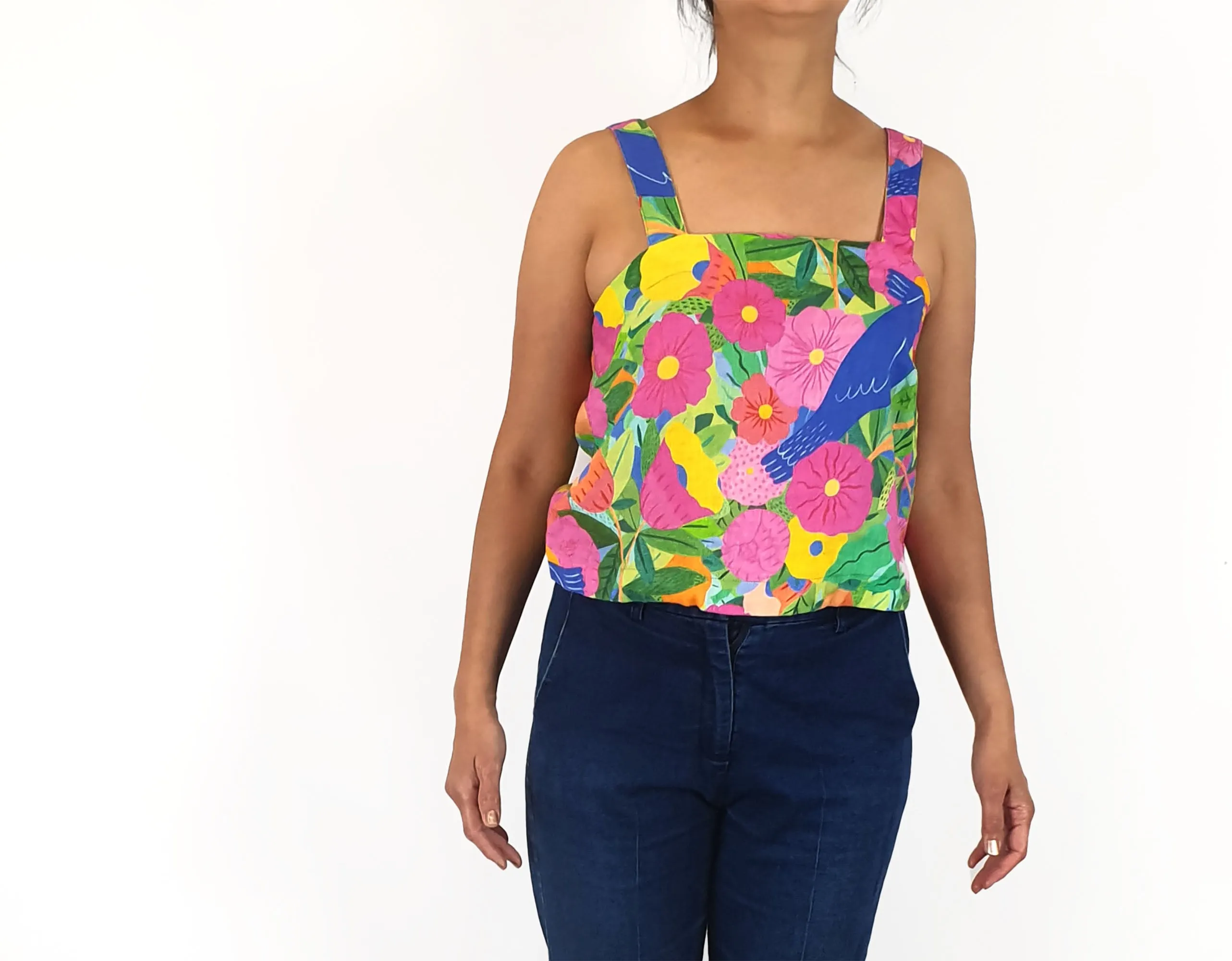 Gorman cropped linen floral top size 10