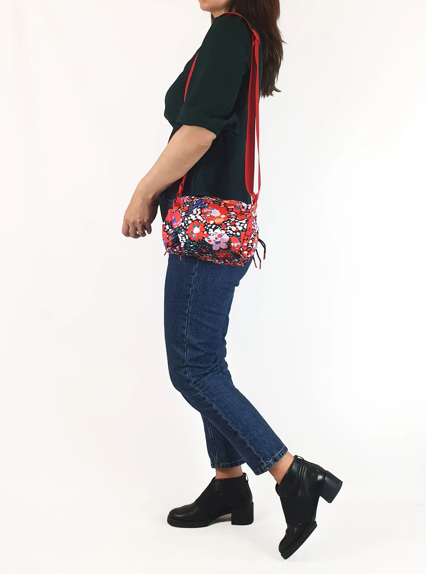 Gorman red floral adjustable small bag