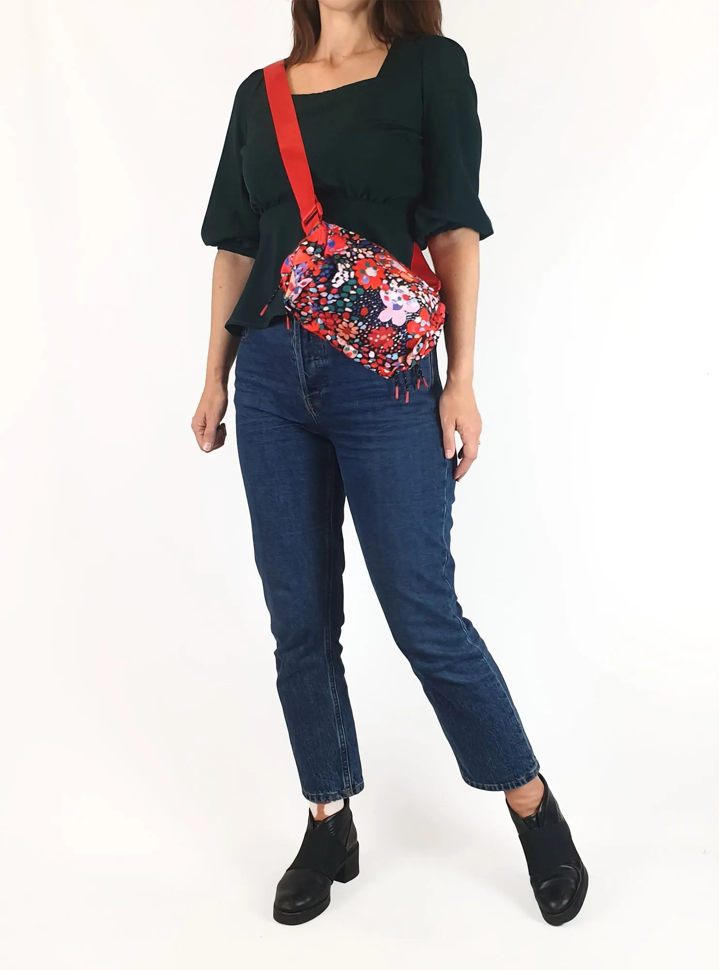 Gorman red floral adjustable small bag