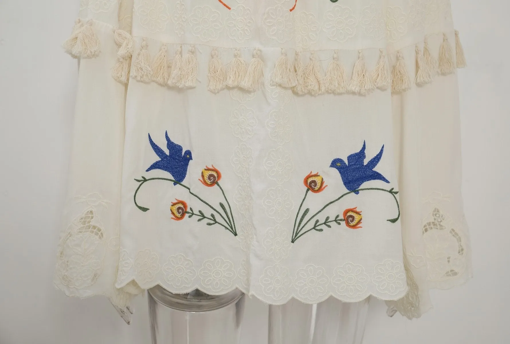 GRACE - Boho Off-shoulder Embroidery Blouse (to size XL)
