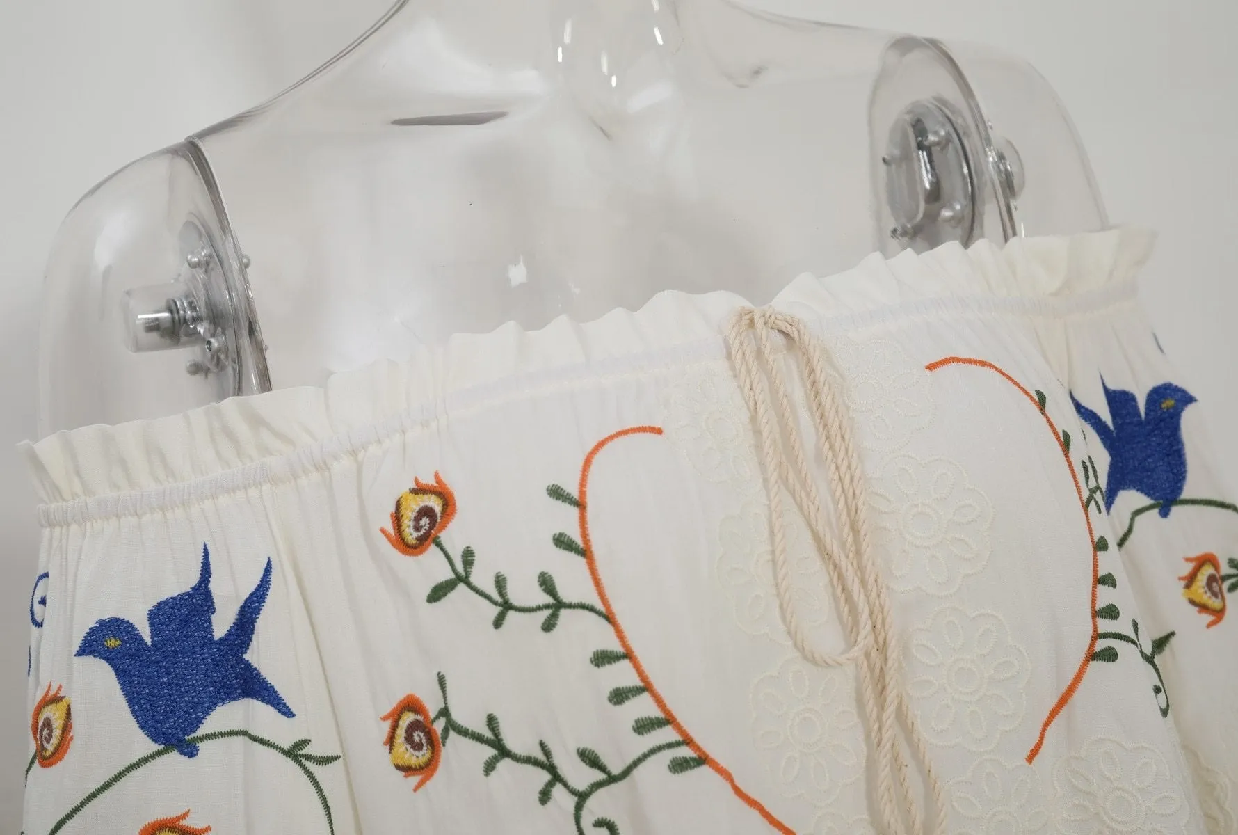 GRACE - Boho Off-shoulder Embroidery Blouse (to size XL)