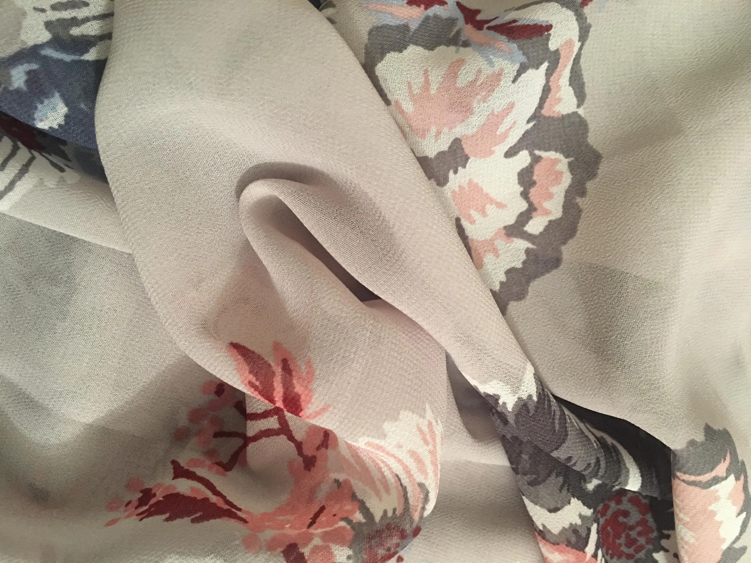 Grey Floral Chiffon.